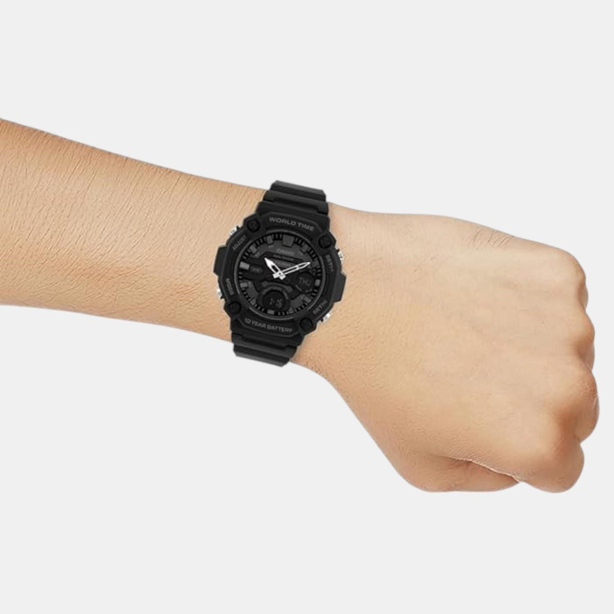 Youth Men Quartz Black Dial Analog-Digital Resin Watch AD285