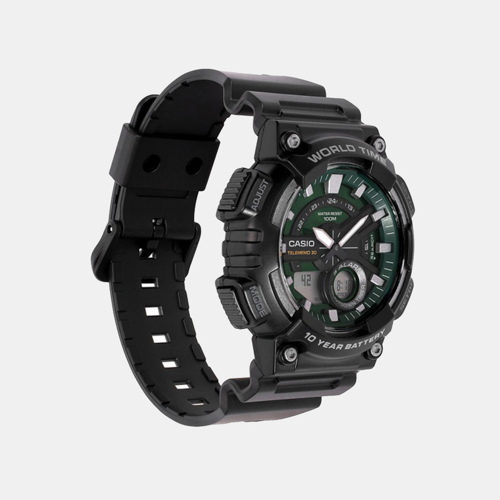 Youth Men Quartz Black Dial Analog-Digital Resin Watch AD289