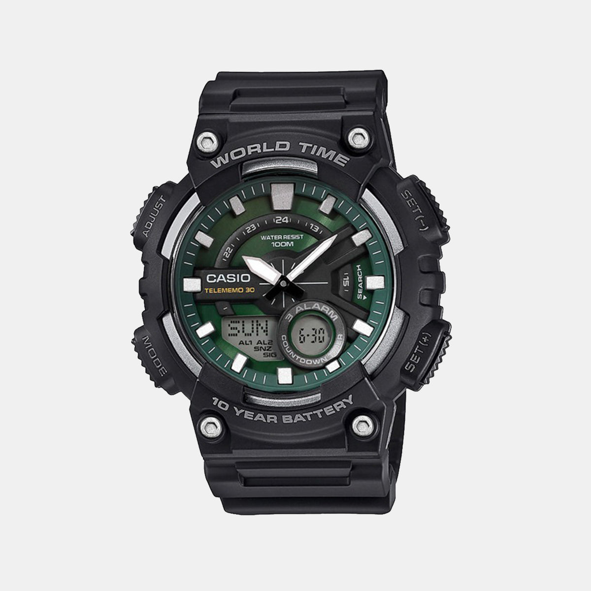 Youth Men Quartz Black Dial Analog-Digital Resin Watch AD289