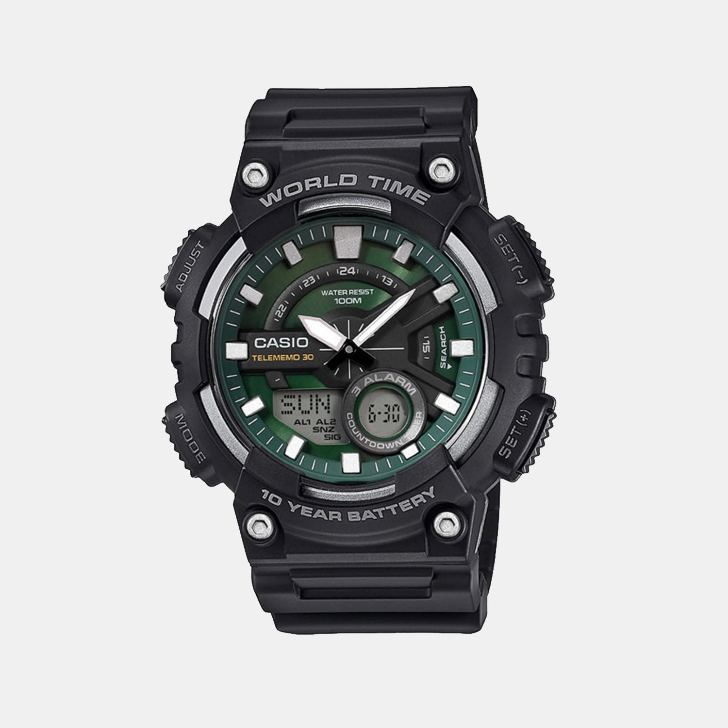Youth Men Quartz Black Dial Analog-Digital Resin Watch AD289