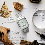 Vintage Unisex Quartz White Dial Analog-Digital Stainless Steel Watch AD290