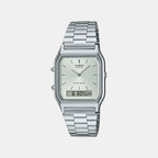 Vintage Unisex Quartz White Dial Analog-Digital Stainless Steel Watch AD290