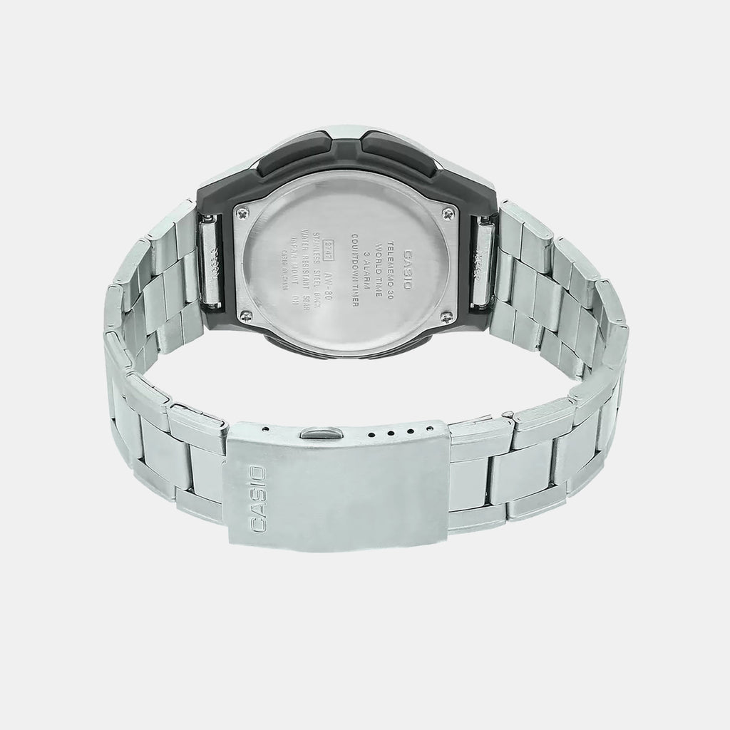 Youth Unisex Quartz Black Dial Analog-Digital Stainless Steel Watch AD60