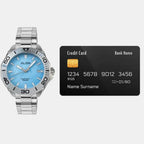 Active Women Quartz Blue Dial Analog Stainless Steel Watch AG8P31X1