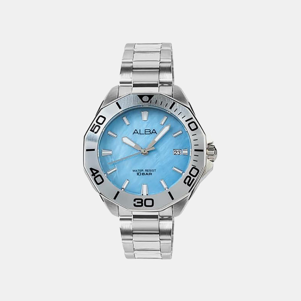 Active Women Quartz Blue Dial Analog Stainless Steel Watch AG8P31X1
