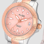 Active Women Quartz Pink Dial Analog Stainless Steel Watch AG8Q34X1
