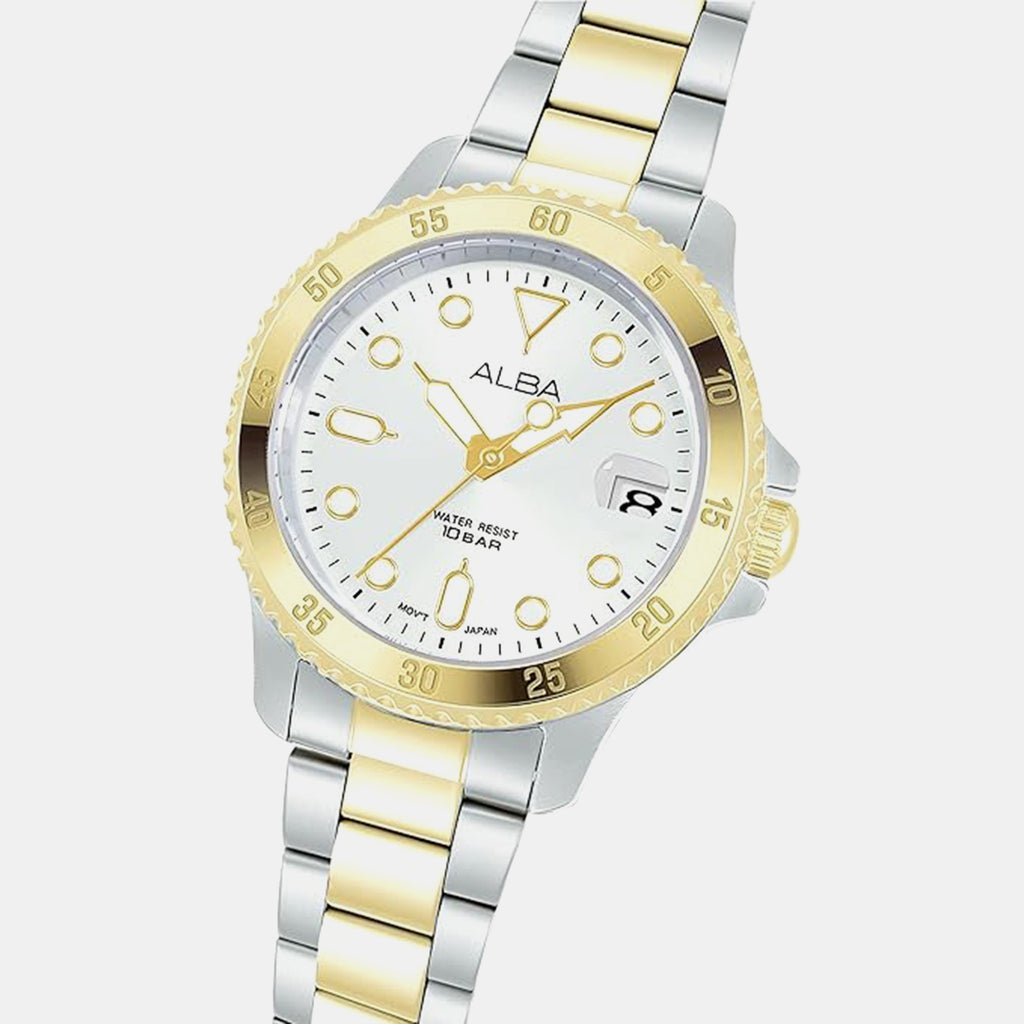 Active Women Quartz Silver Dial Analog Stainless Steel Watch AG8Q36X1