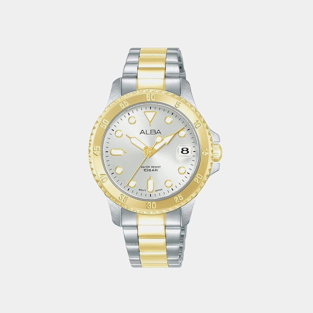 Active Women Quartz Silver Dial Analog Stainless Steel Watch AG8Q36X1