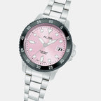 Men Quartz Pink Dial Analog Stainless Steel Watch AG8Q37X1