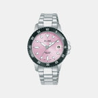 Men Quartz Pink Dial Analog Stainless Steel Watch AG8Q37X1