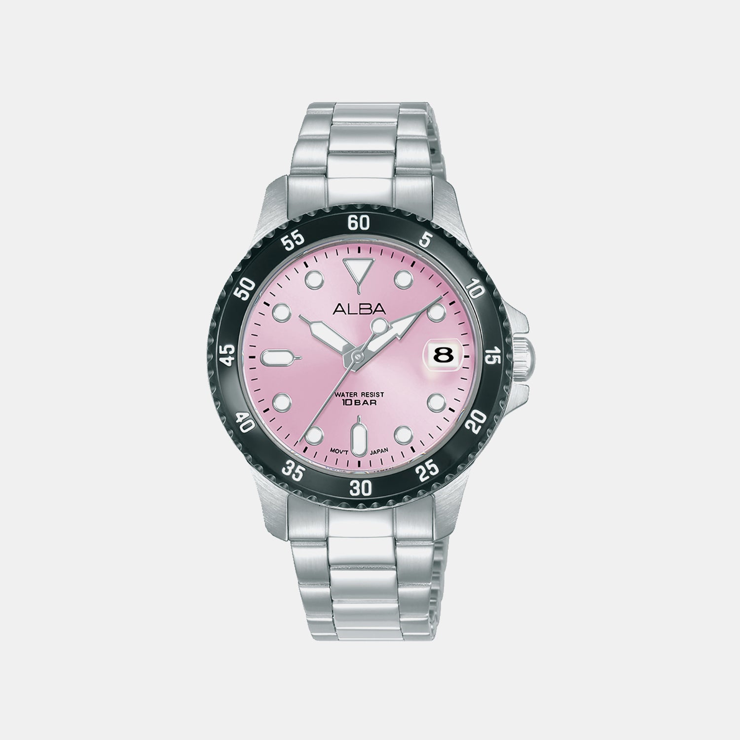Men Quartz Pink Dial Analog Stainless Steel Watch AG8Q37X1