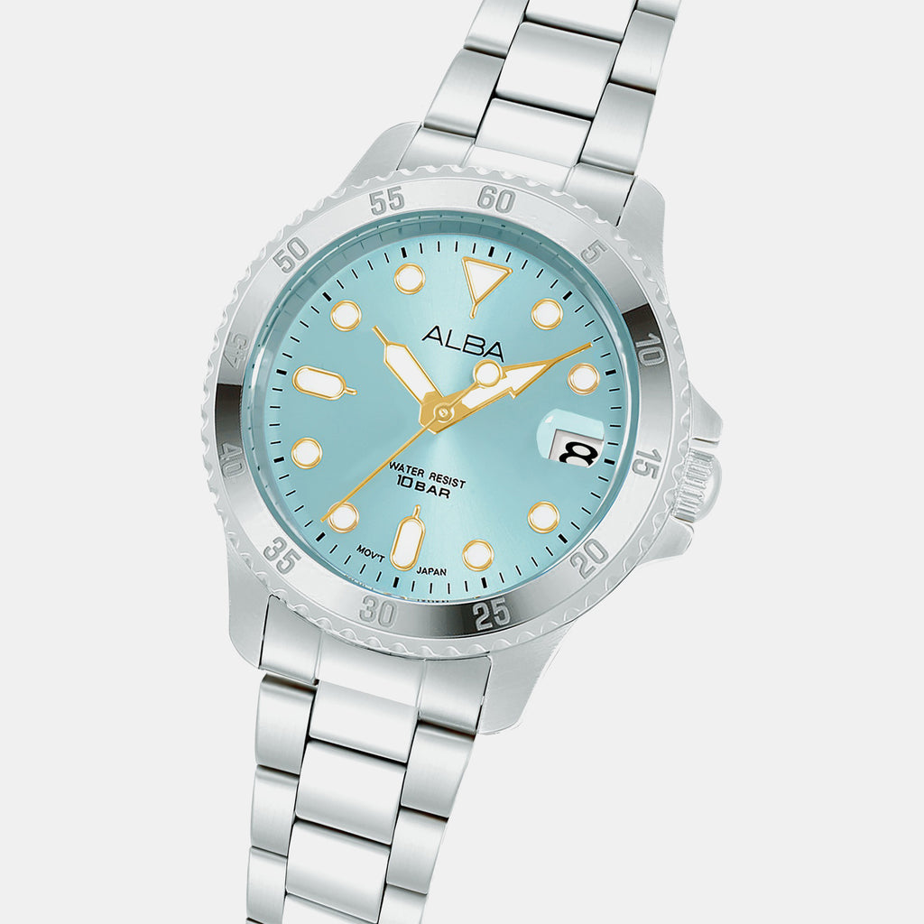 Active Women Quartz Blue Dial Analog Stainless Steel Watch AG8Q41X1