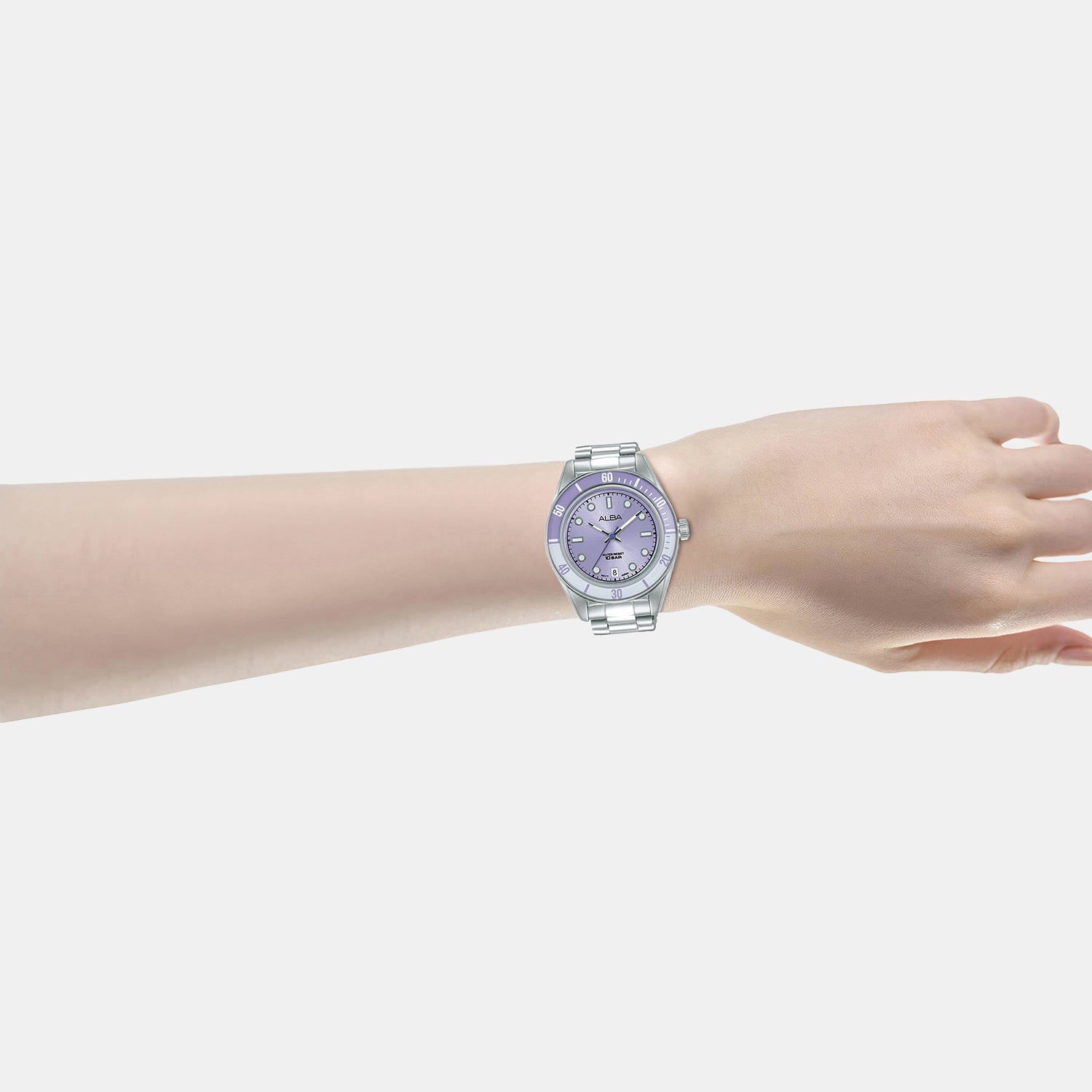 Active Women Quartz Purple Dial Analog Stainless Steel Watch AG8Q69X1