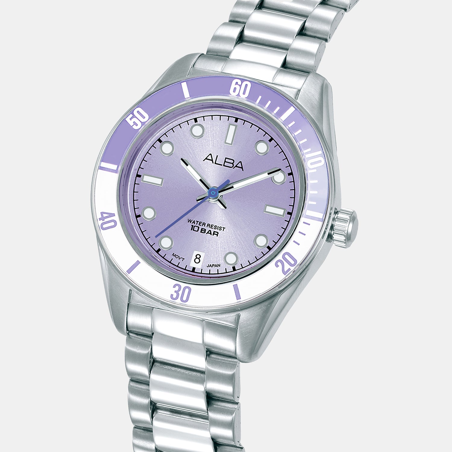 Active Women Quartz Purple Dial Analog Stainless Steel Watch AG8Q69X1