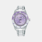 Active Women Quartz Purple Dial Analog Stainless Steel Watch AG8Q69X1