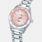Active Women Quartz Pink Dial Analog Stainless Steel Watch AG8Q71X1