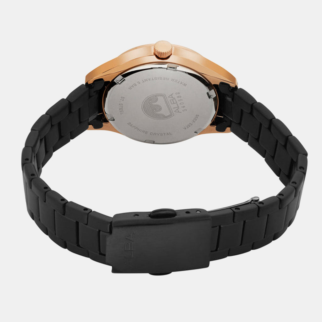 Women Quartz Black Dial Analog Stainless Steel Watch AH7BP8X1