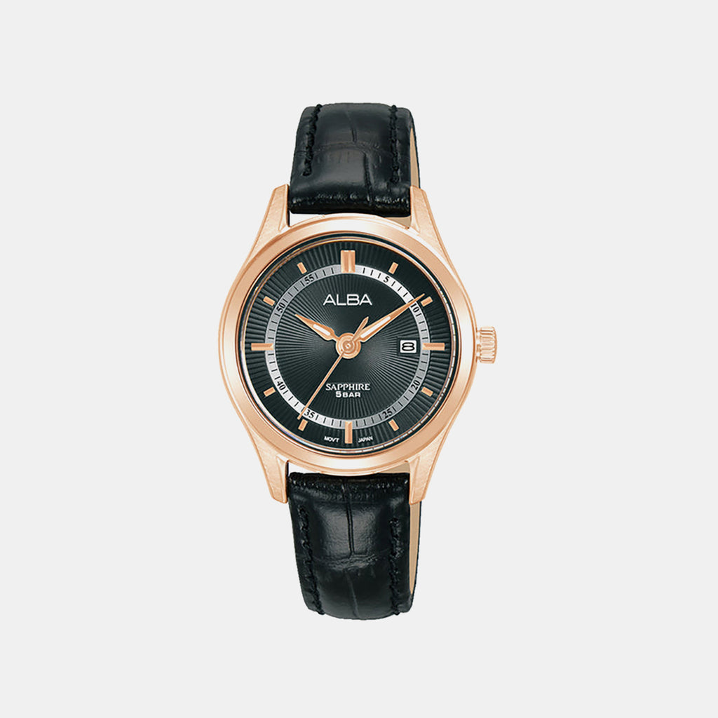 Prestige Women Quartz Black Dial Analog Leather Watch AH7BR0X1