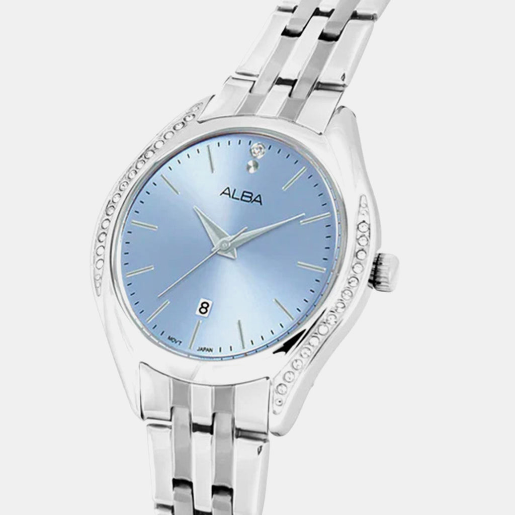 Women Quartz Blue Dial Analog Stainless Steel Watch AH7BU3X1