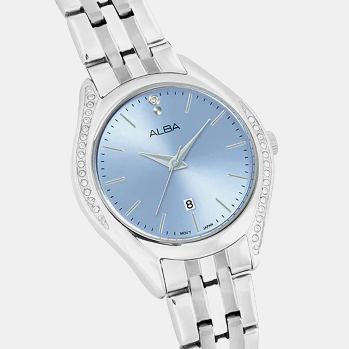 Fashion Women Quartz Blue Dial Analog Stainless Steel Watch AH7BU3X1