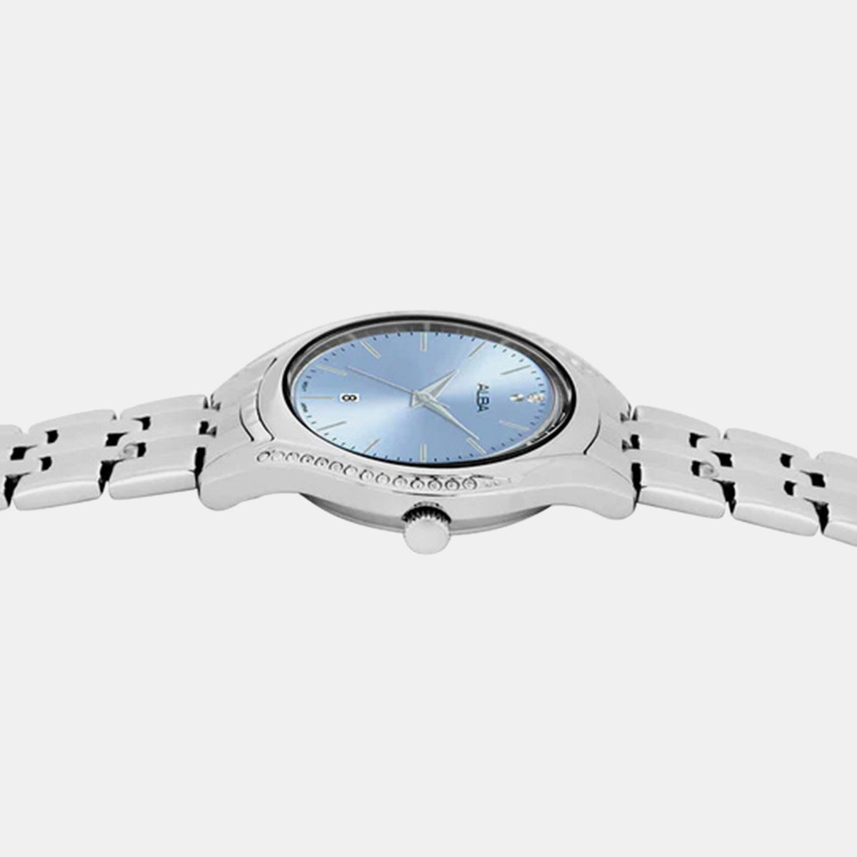 Fashion Women Quartz Blue Dial Analog Stainless Steel Watch AH7BU3X1