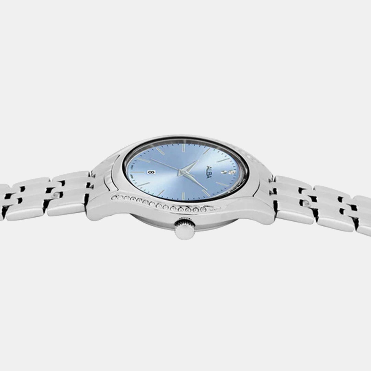 Women Quartz Blue Dial Analog Stainless Steel Watch AH7BU3X1