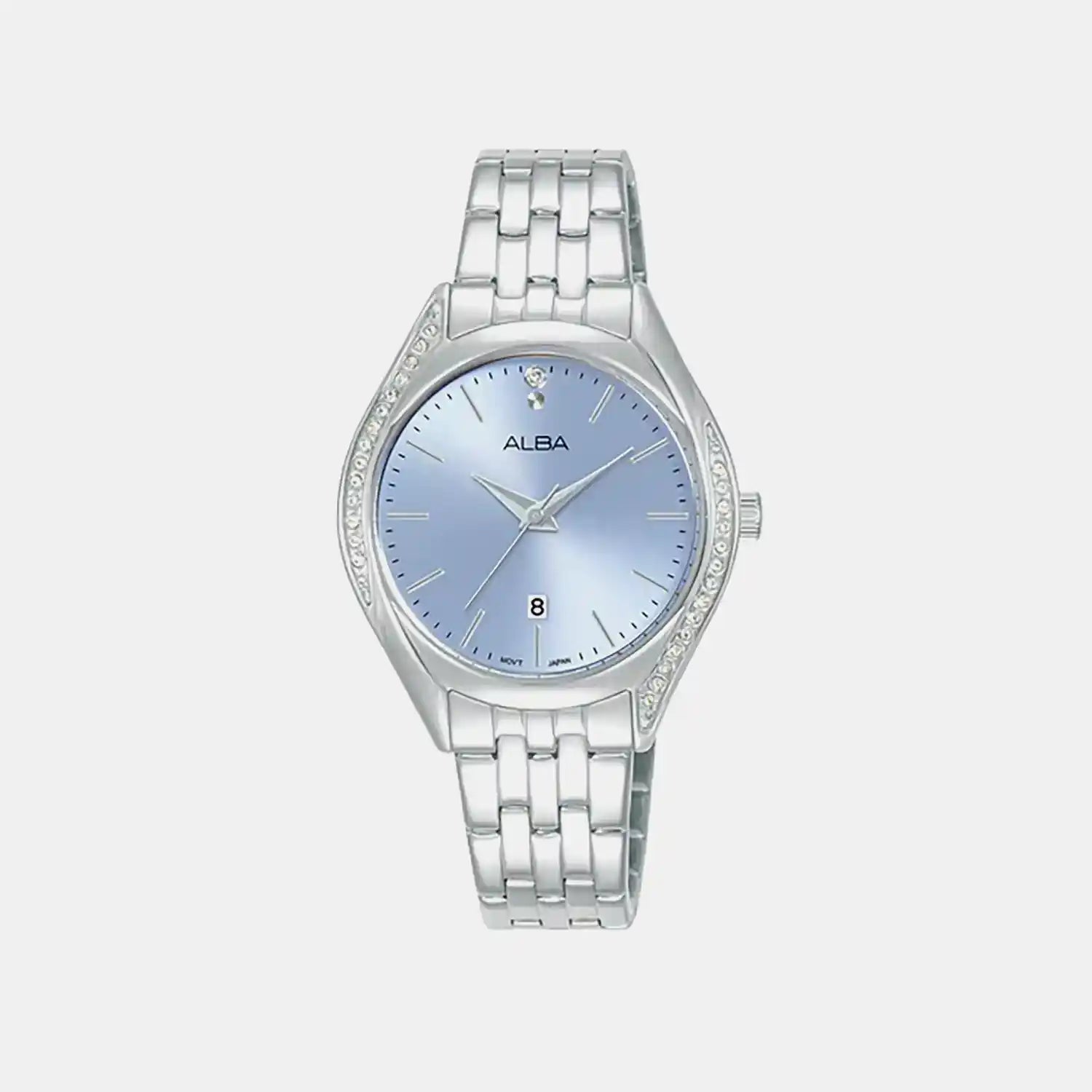 Women Quartz Blue Dial Analog Stainless Steel Watch AH7BU3X1