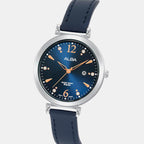 Fashion Women Quartz Blue Dial Analog Leather Watch AH7BW9X1