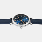 Fashion Women Quartz Blue Dial Analog Leather Watch AH7BW9X1