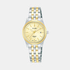 Gleaming Women Quartz Gold Dial Analog Stainless Steel Watch AH7CE8X1
