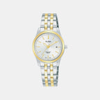 Women Quartz Silver Dial Analog Stainless Steel Watch AH7CF0X1