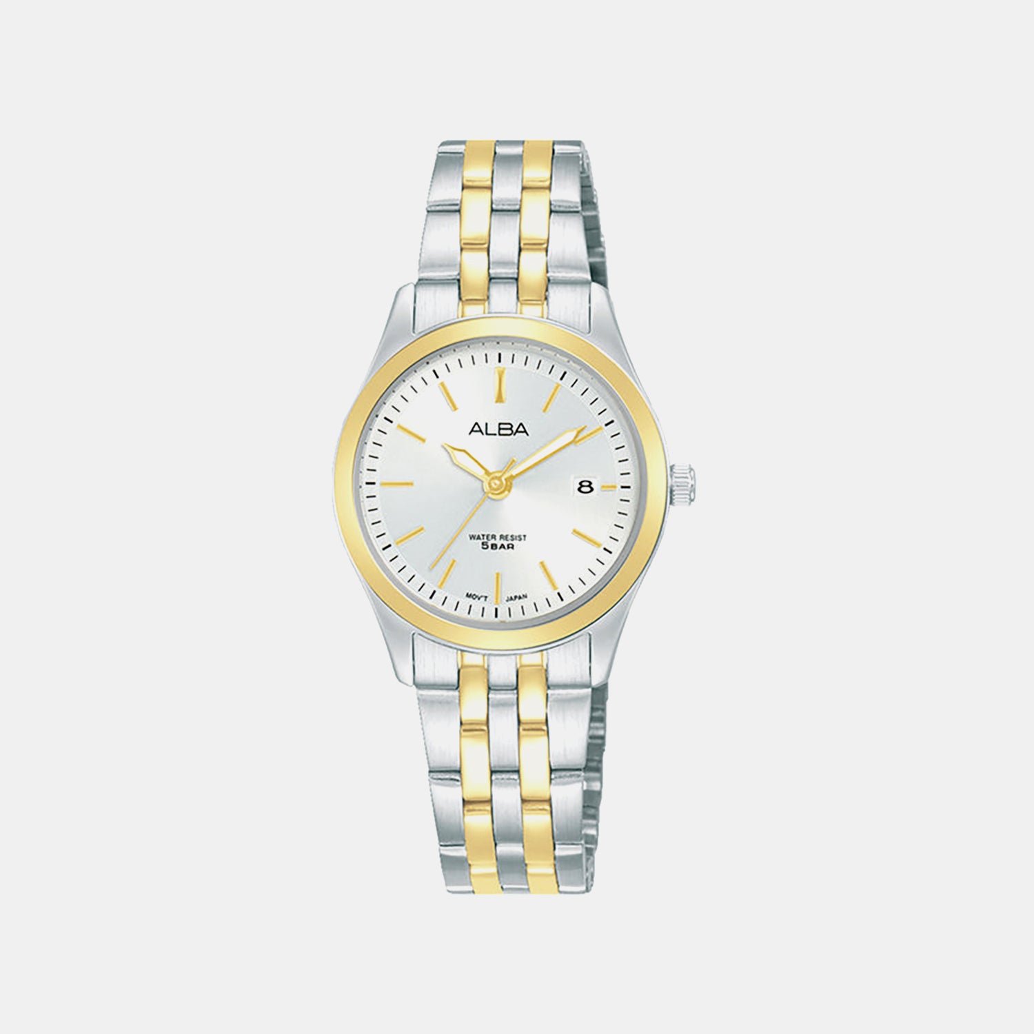 Women Quartz Silver Dial Analog Stainless Steel Watch AH7CF0X1