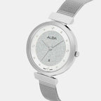 Men Quartz Silver Dial Analog Mesh Watch AH7CG9X1