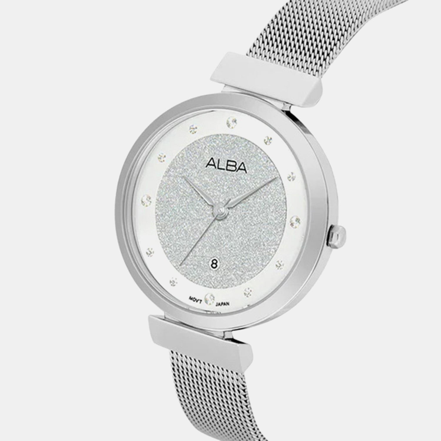 Men Quartz Silver Dial Analog Stainless Steel Watch AH7CG9X1