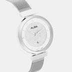Men Quartz Silver Dial Analog Mesh Watch AH7CG9X1