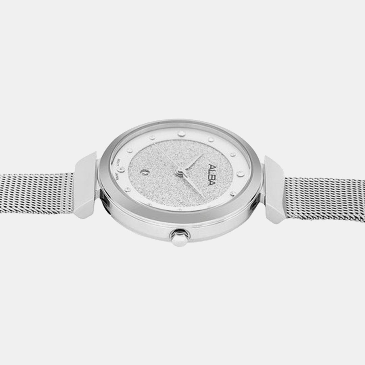 Men Quartz Silver Dial Analog Stainless Steel Watch AH7CG9X1