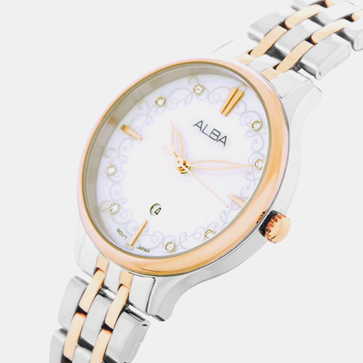 Fashion Women Quartz Mother Of Pearl Dial Analog Stainless Steel Watch AH7CR2X1