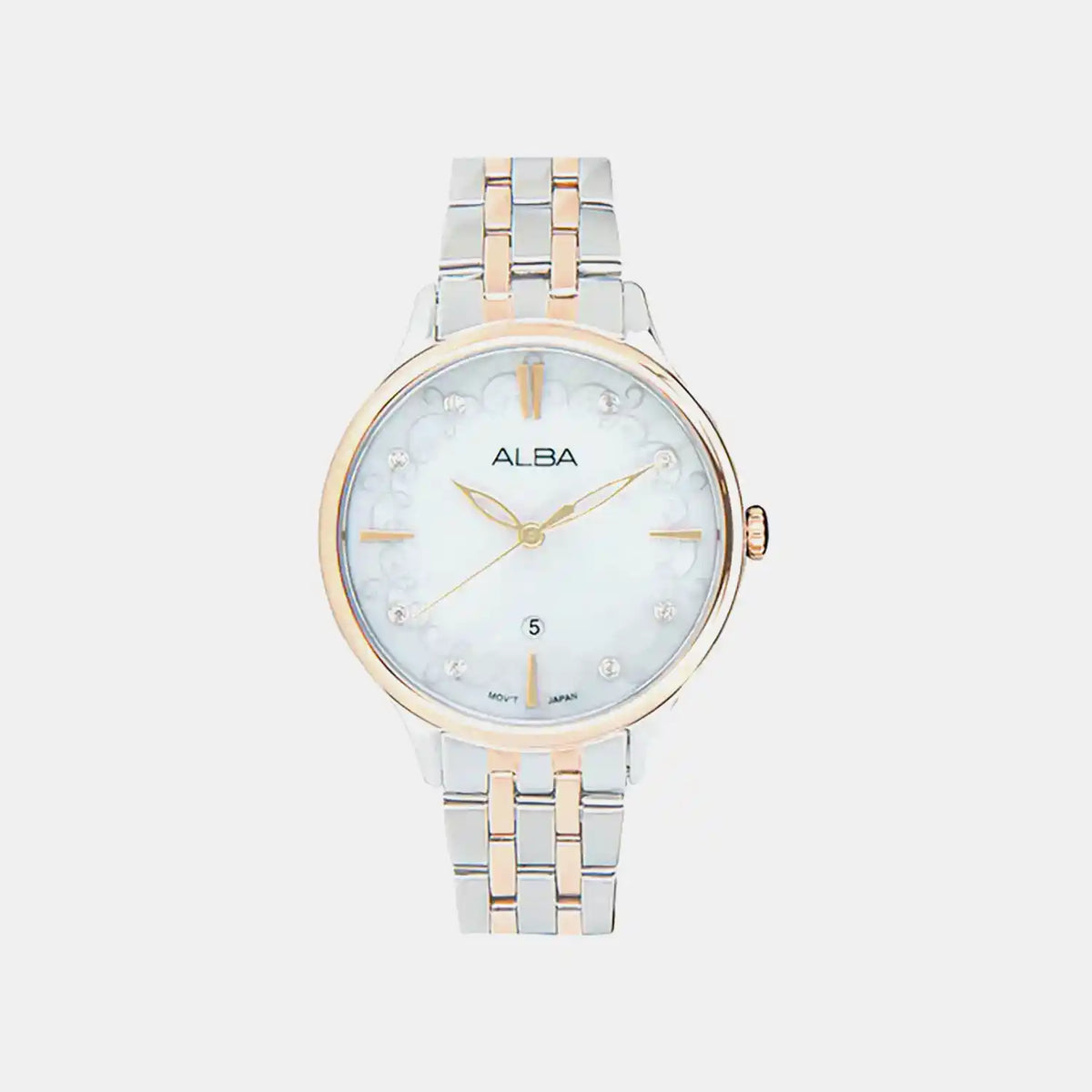 Fashion Women Quartz Mother Of Pearl Dial Analog Stainless Steel Watch AH7CR2X1