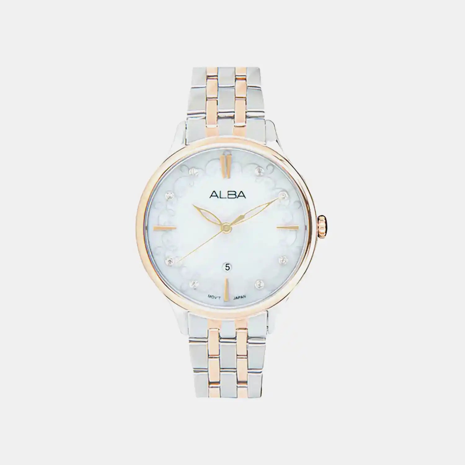 Women Quartz Mother Of Pearl Dial Analog Stainless Steel Watch AH7CR2X1