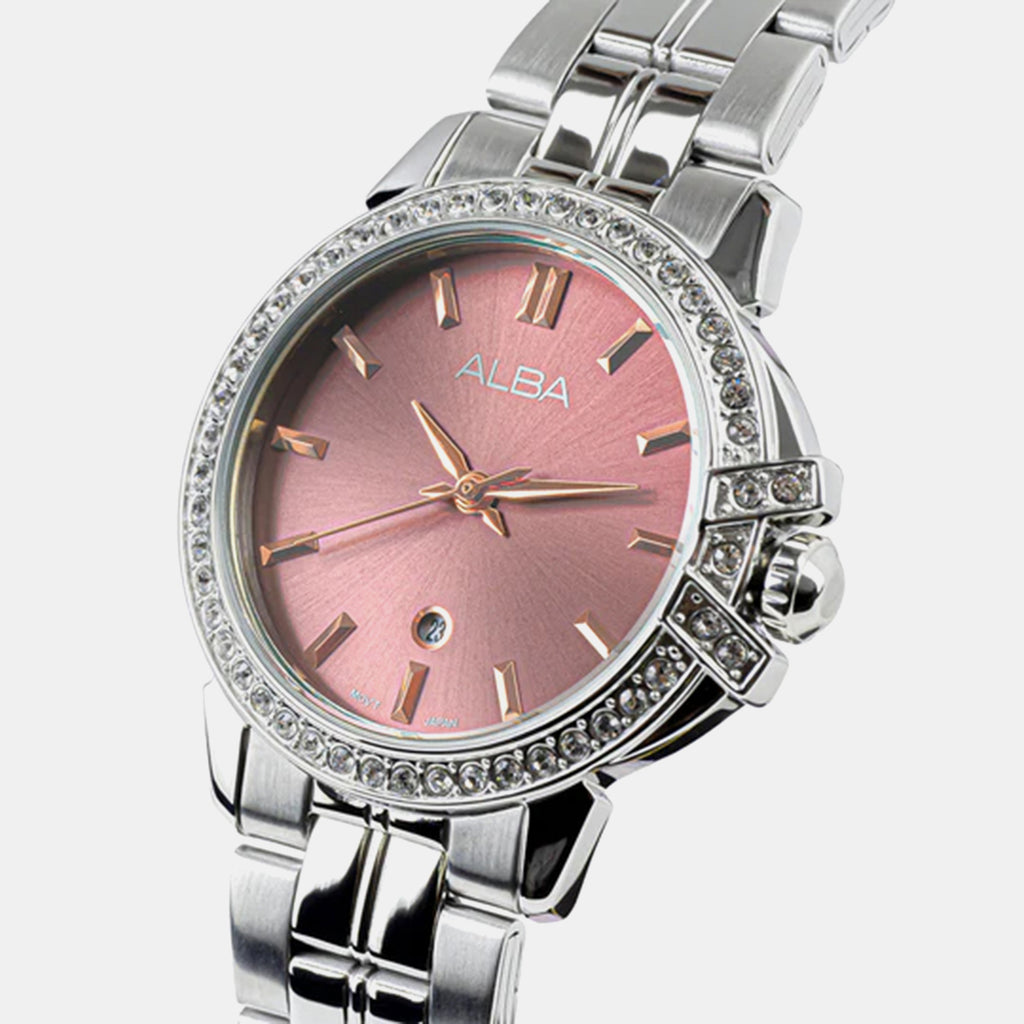 Women Quartz Brown Dial Analog Stainless Steel Watch AH7CX5X1