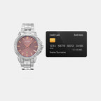 Women Quartz Brown Dial Analog Stainless Steel Watch AH7CX5X1