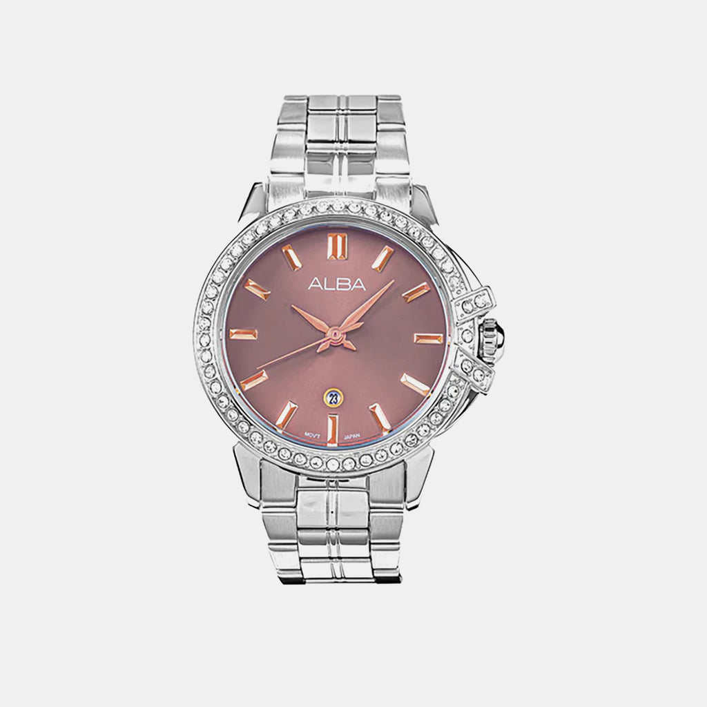 Women Quartz Brown Dial Analog Stainless Steel Watch AH7CX5X1