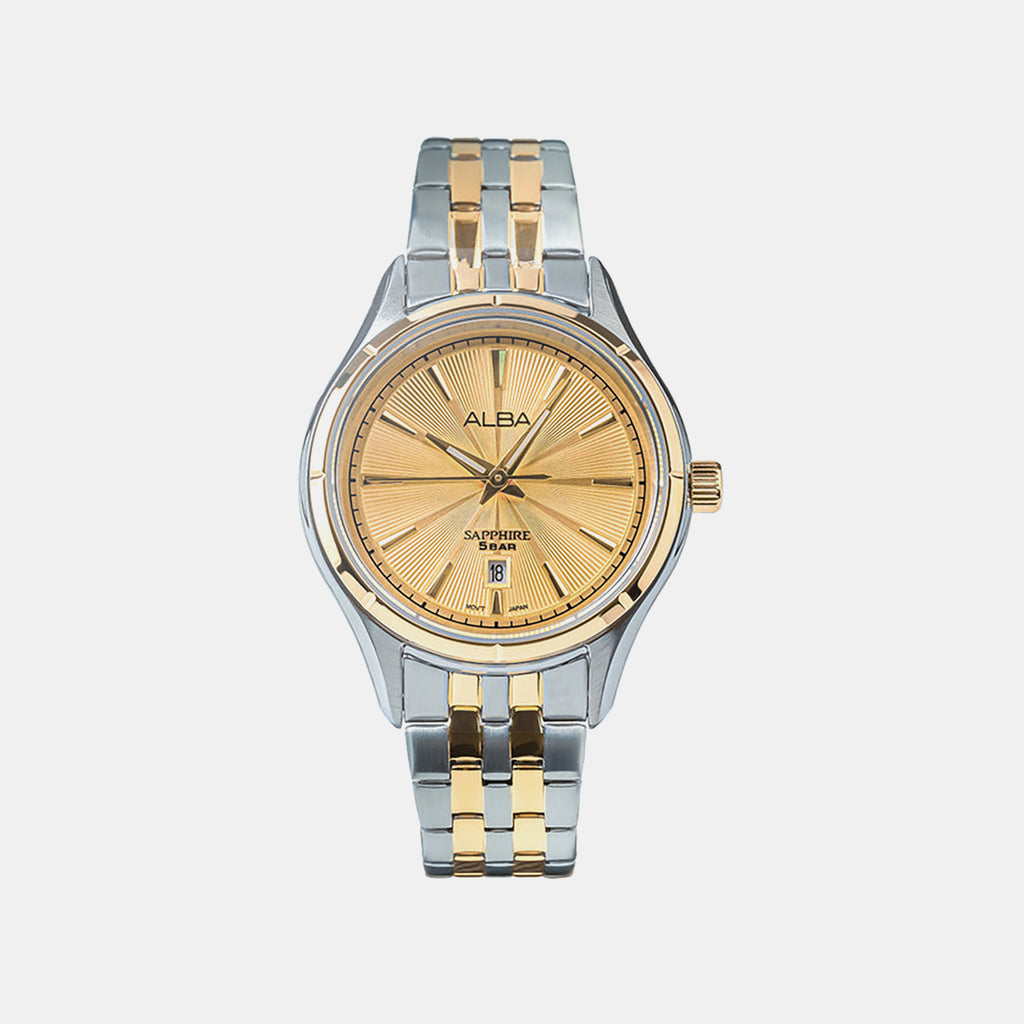 Prestige Women Quartz Gold Dial Analog Stainless Steel Watch AH7CY2X1