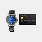 Women Quartz Blue Dial Analog Leather Watch AH7CZ1X1