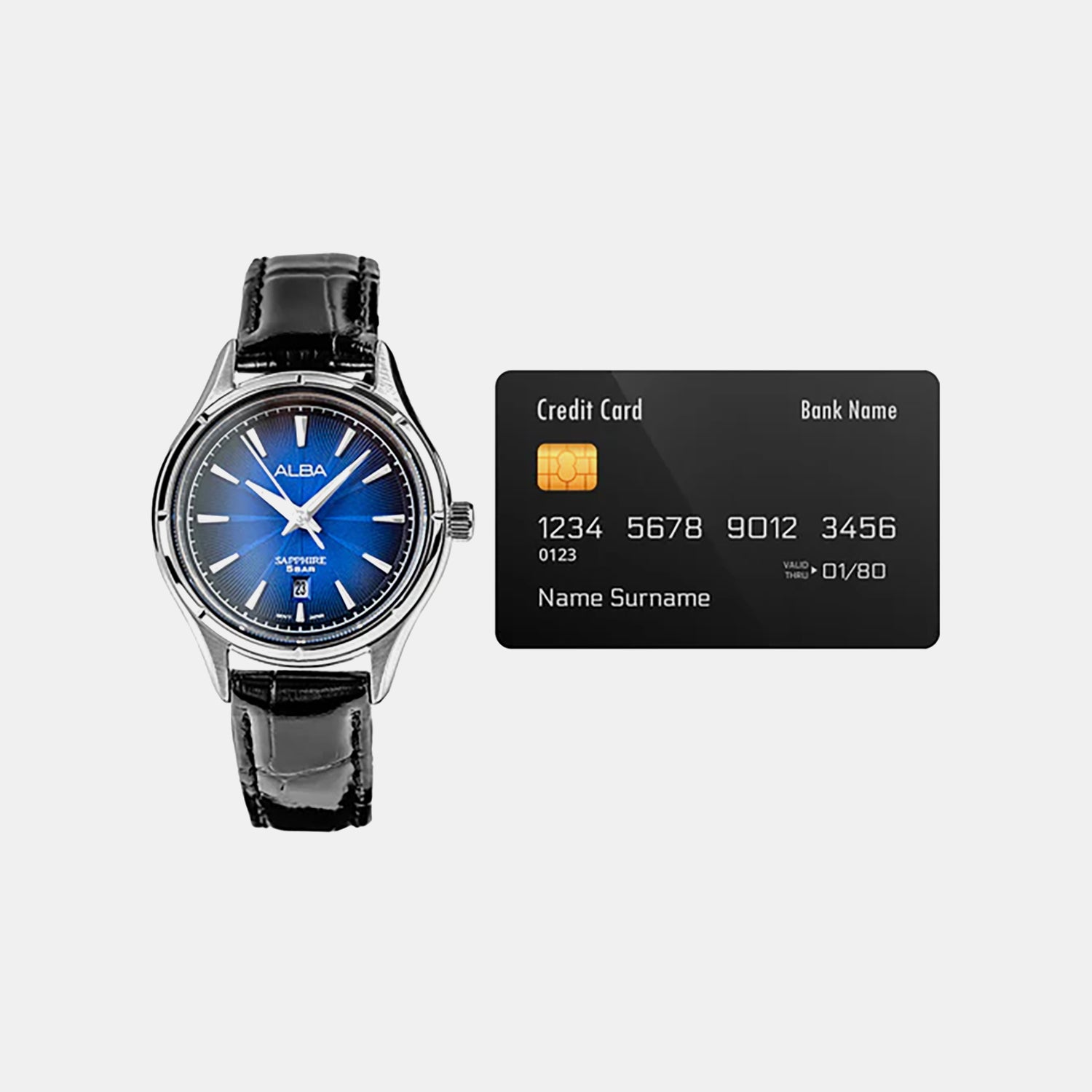 Women Quartz Blue Dial Analog Leather Watch AH7CZ1X1