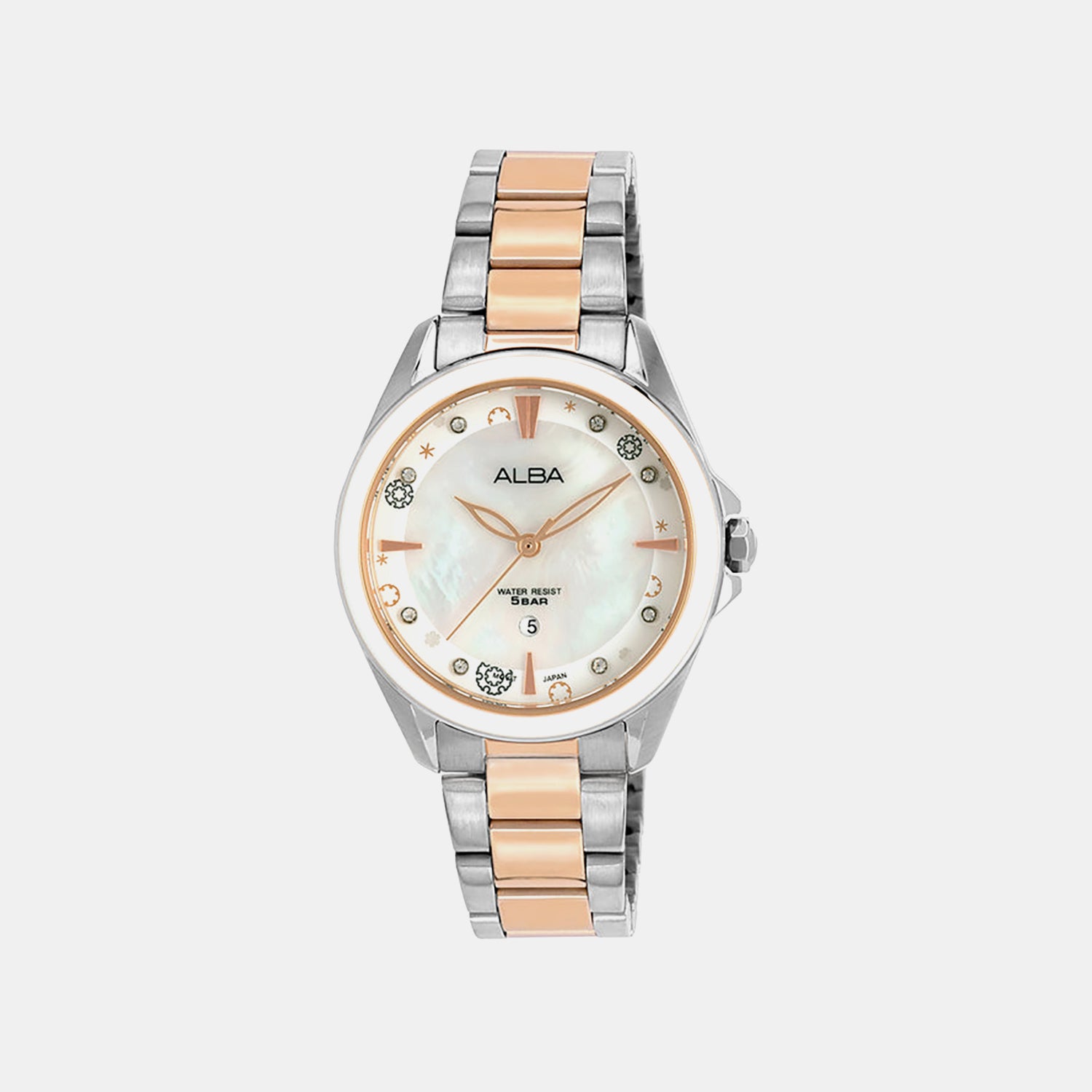 Fashion Women Quartz Mother Of Pearl Dial Analog Stainless Steel Watch AH7DV1X1