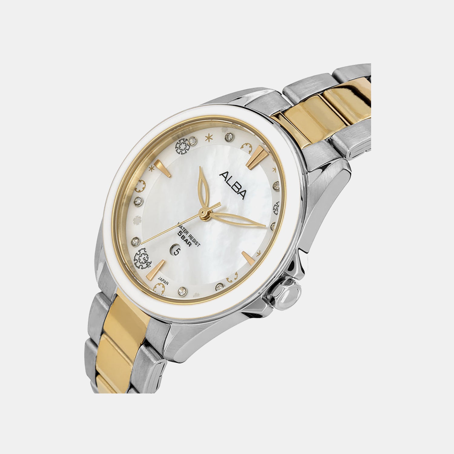 Fashion Women Quartz Mother Of Pearl Dial Analog Stainless Steel Watch AH7DV3X1