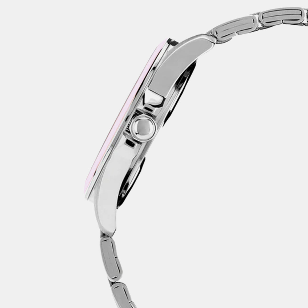 Fashion Women Quartz Pink Dial Analog Stainless Steel Watch AH7DV7X1