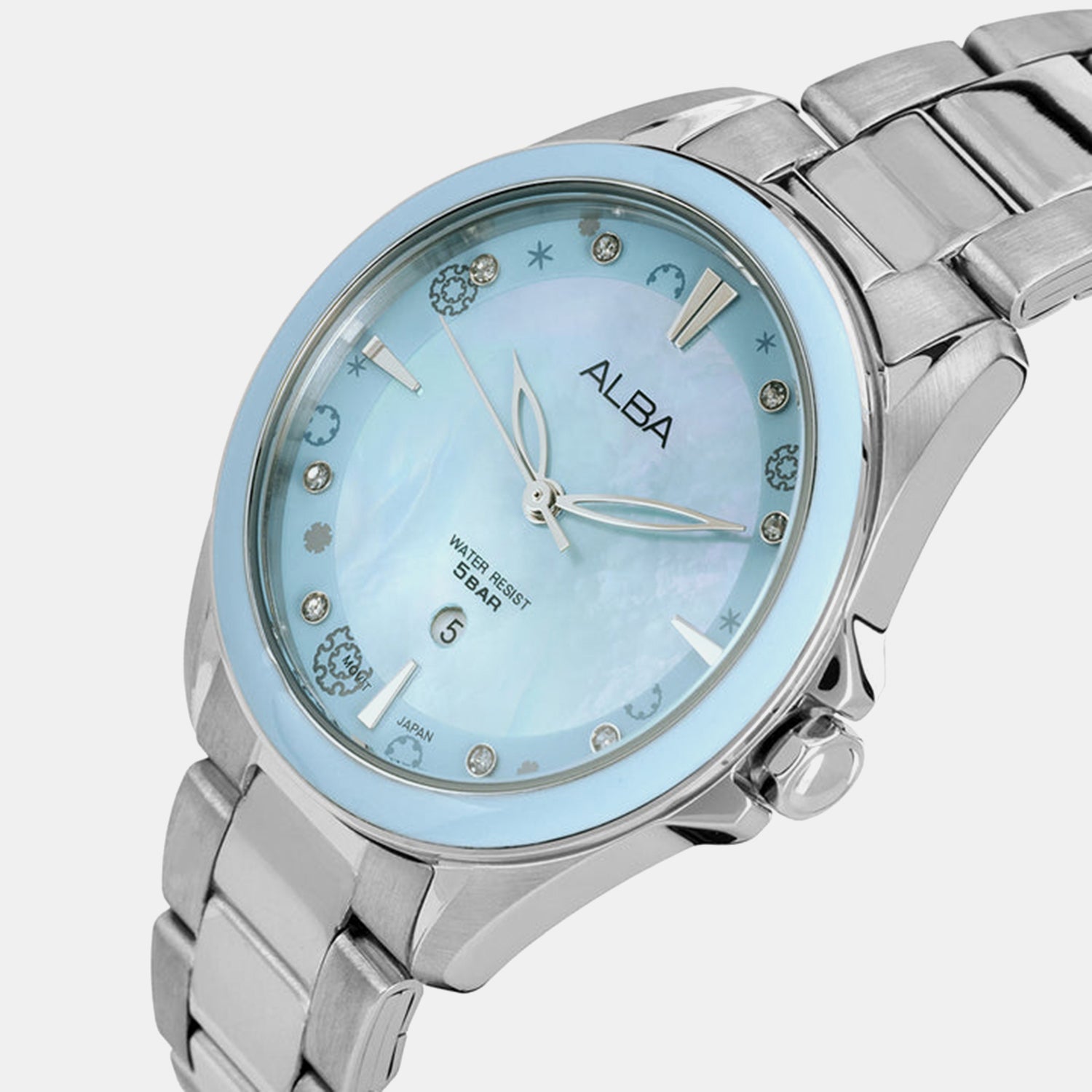 Fashion Women Quartz Blue Dial Analog Stainless Steel Watch AH7DV9X1