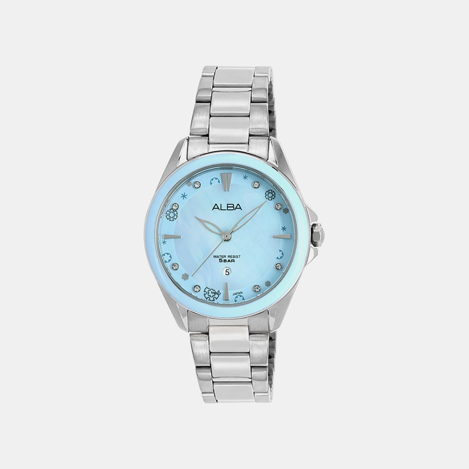 Fashion Women Quartz Blue Dial Analog Stainless Steel Watch AH7DV9X1
